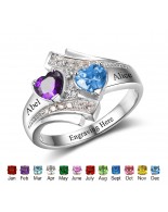 Birthstone ring, Sterling Silver Personalized Engravable Ring JEWJORI102500